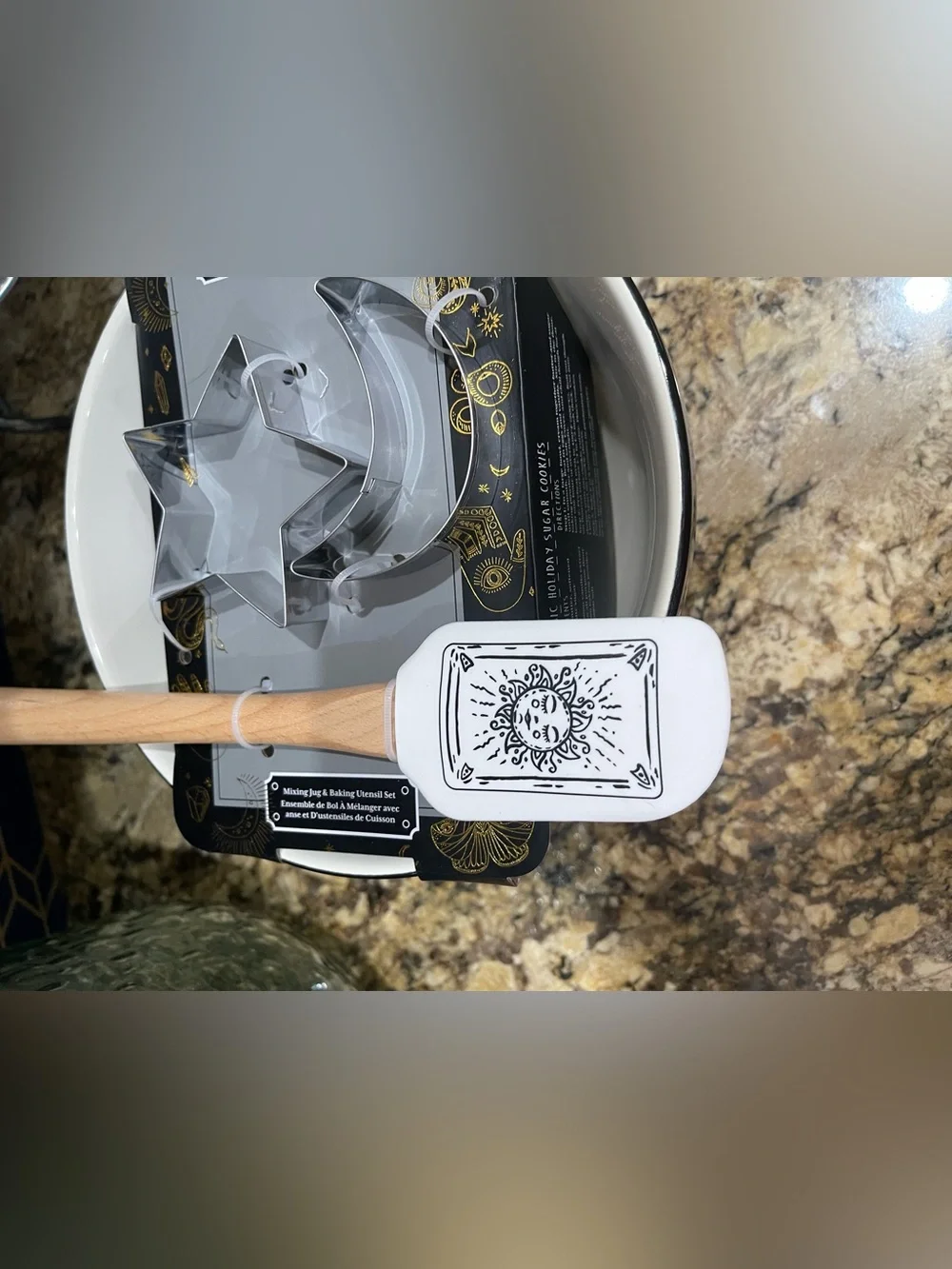 Bakeshop by Masterclass celestial evil eye mixing bowl, spatula & cookie cutters